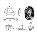 Sjorbak met ringmaat 0, 70 x 105 mm, 350 daN, RVS