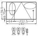 GEKA, left indicator, brake, tail, rear fog, license...